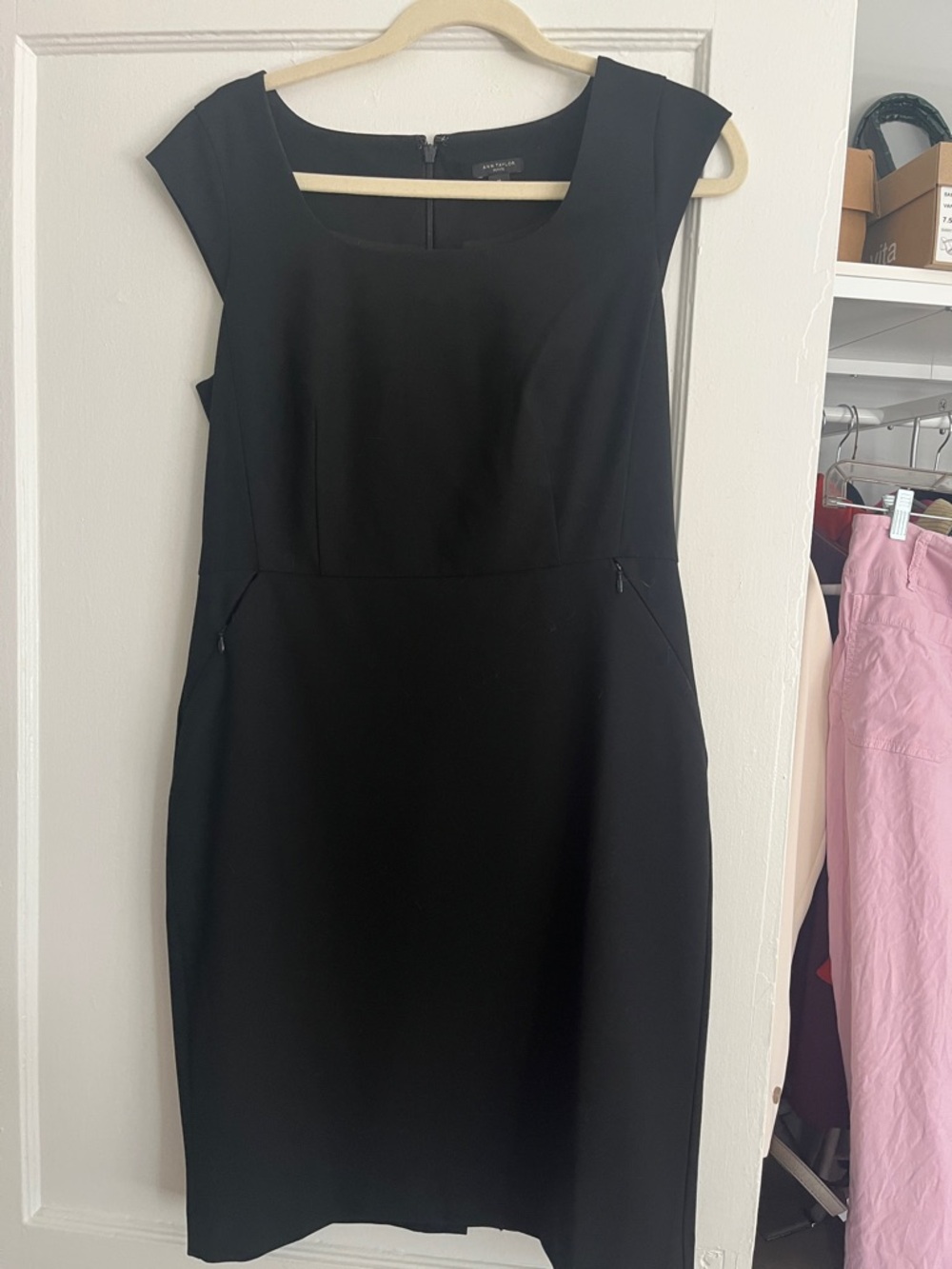 Ann Taylor Black Midi Sheath Dress